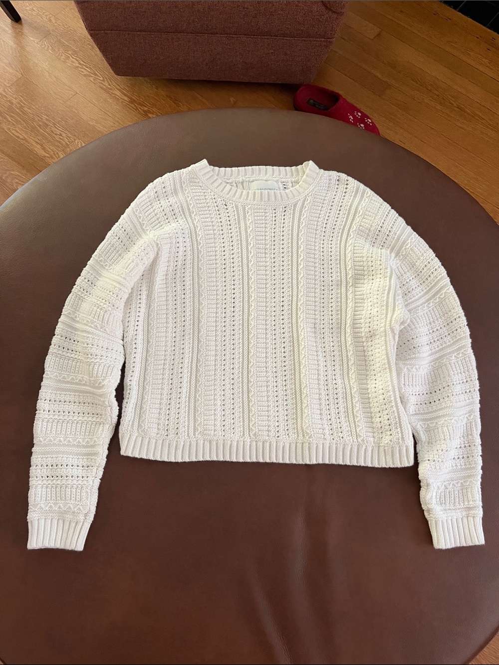 Cynthia Rowley open knit white cotton sweater, medium